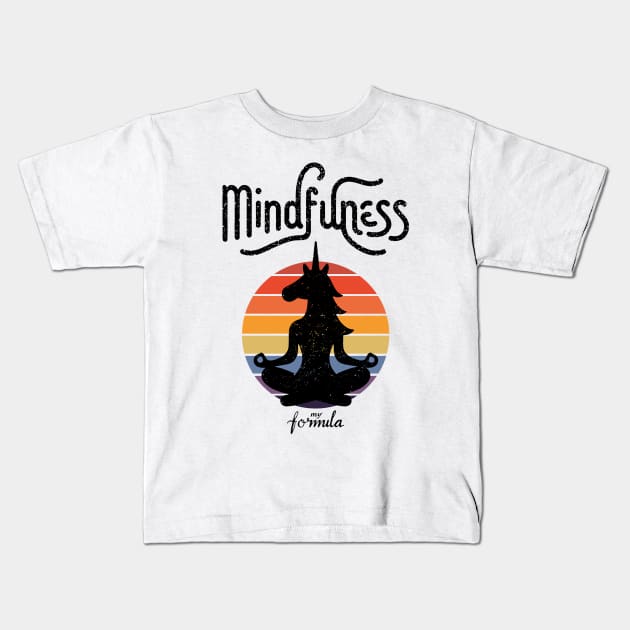 Mindfulness My Formula: Serene Unicorn Meditation Kids T-Shirt by AmandaOlsenDesigns